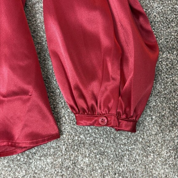 Calvin Klein Women's Satin Blouse Plus Size 1X Red Wrap Front V-Neck NWT $89 - Picture 8 of 16
